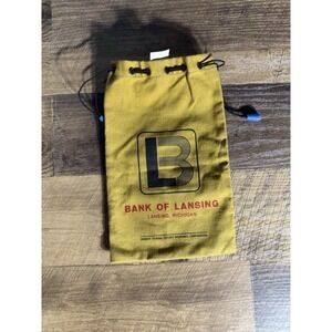 Vintage Canvas Bank Bag Bank Of Lansing  Michigan Canvas Drawstring Top